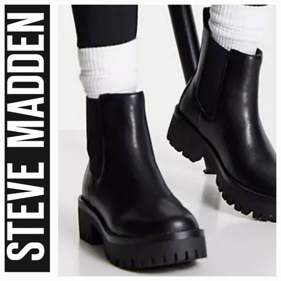 Steve Madden Phyllis Combat Boot- Black - Picture 1 of 8